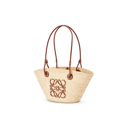 Small Anagram Basket bag in Irace palm and Leather handles