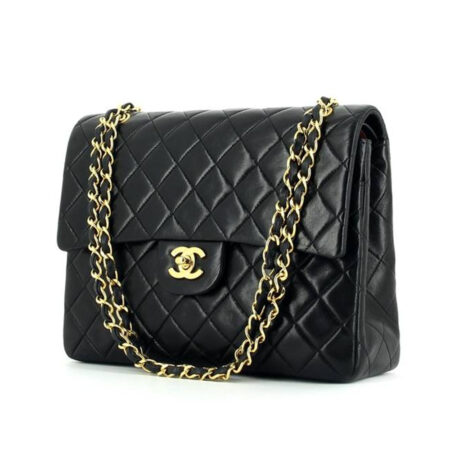 Quilted Maxi Classic Double Flap Bag Black