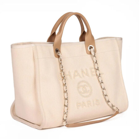 Chanel Deauville Pearl Canvas Tote Bag