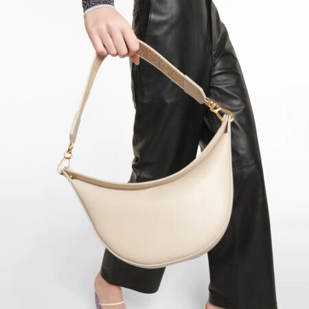 Luna canvas-jacquard trimmed leather shoulder bag