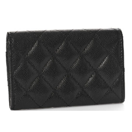 Caviar Metal Perforated Quilted CC Flap Card Holder Beige
