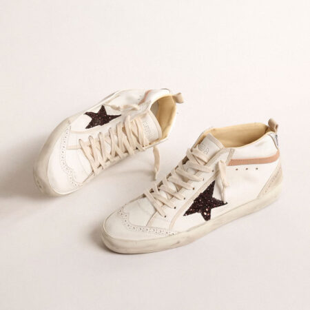 Mid Star LTD in Nappa with glitter star and nude leather flash sneakers