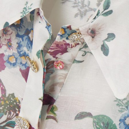 Matchmaker Floral Body Shirt in Silk-linen