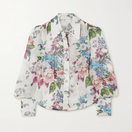 Matchmaker Floral Body Shirt in Silk-linen