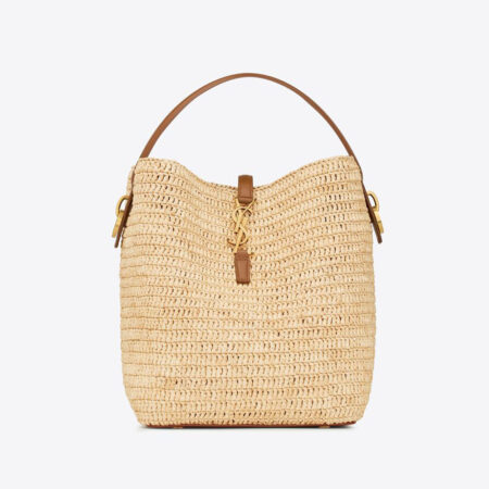 Le-37 in Woven Raffia and Natural Leather
